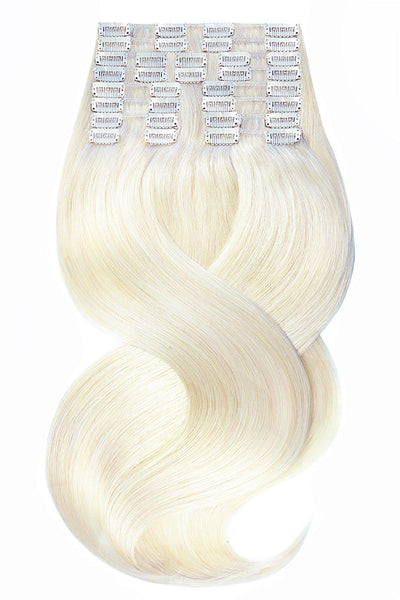 Extension de Cheveux a Clip Naturel Blond Platine